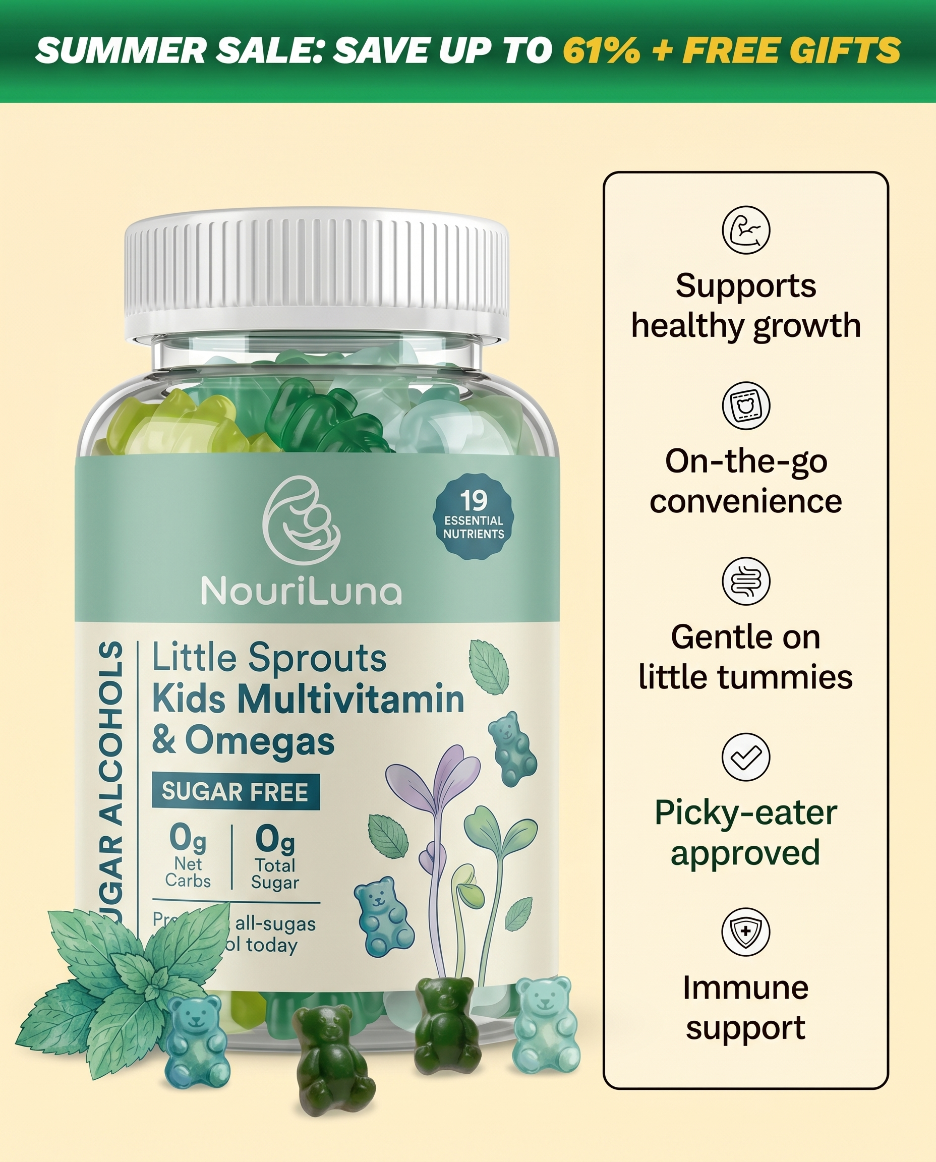 NouriLuna Little Sprouts Multivitamin Gummies