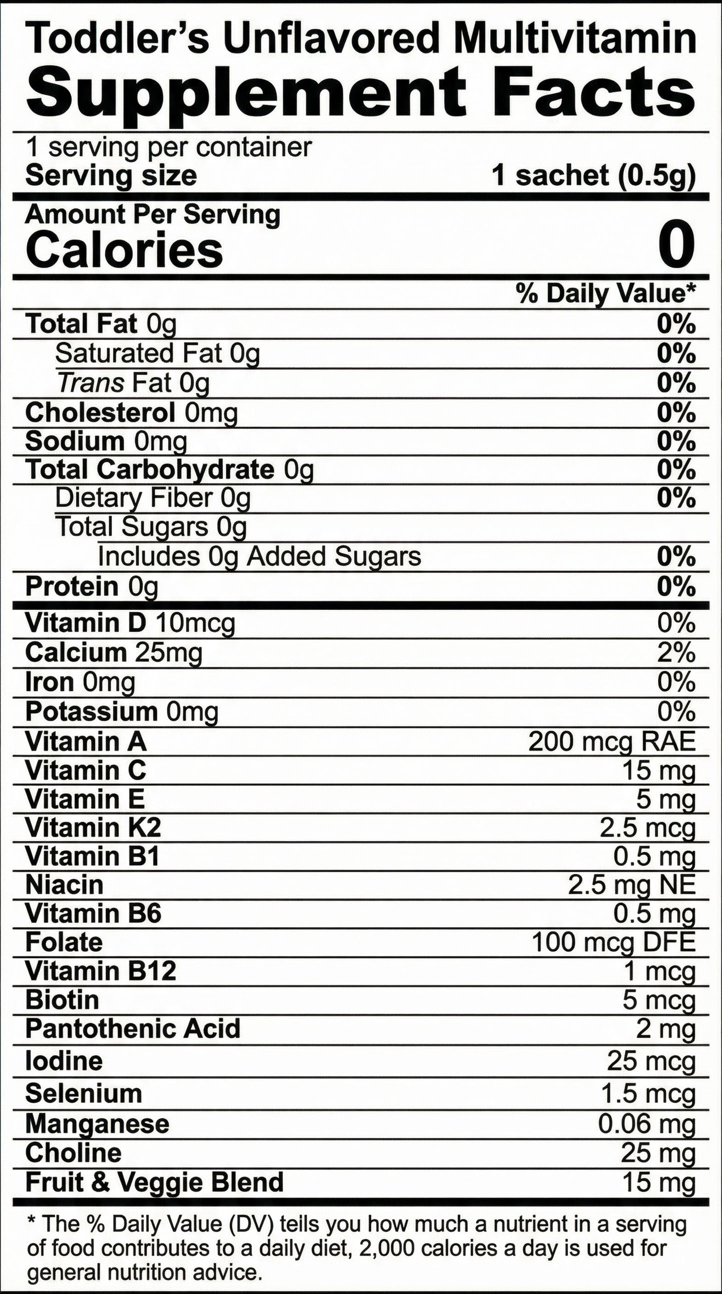 NouriLuna Toddlers' Essential Unflavored Multivitamin Powder