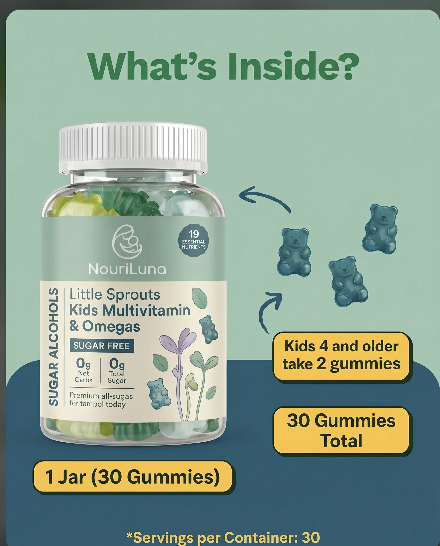 NouriLuna Little Sprouts Multivitamin Gummies
